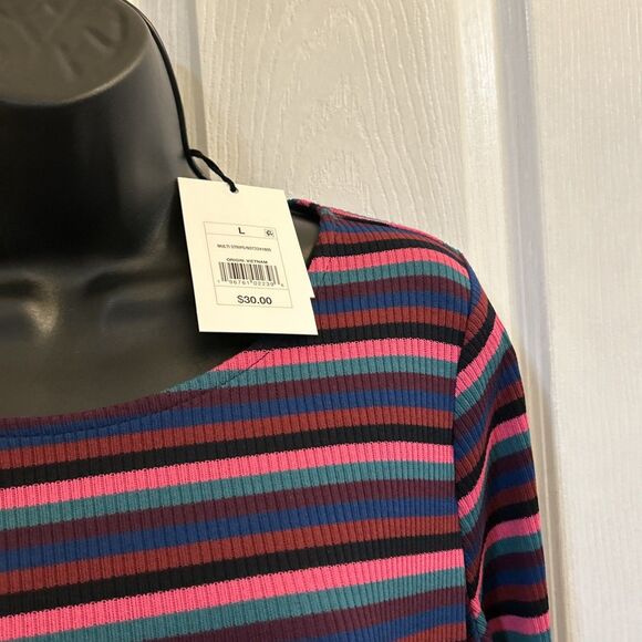 NWT The Nines By Hatch Womens Maternity Long Sleeve Burgundy Striped Size L - Picture 7 of 16